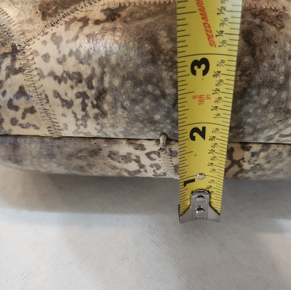 Vintage PATCHWORK Exotic Gray LEATHER Shoulder Bag EUC - Picture 13 of 16